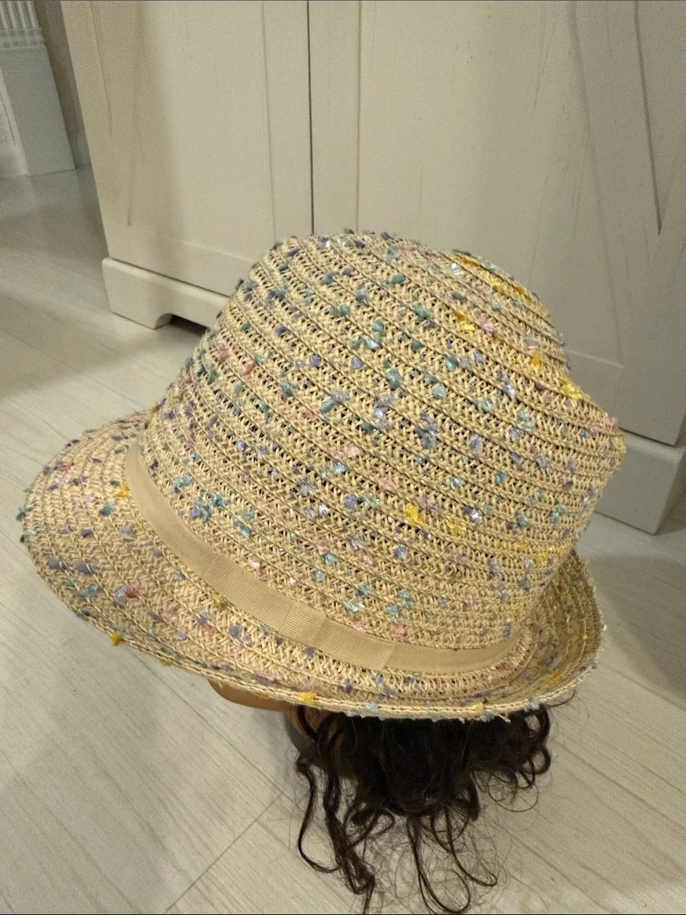Neutral Straw Fedora Hat with Multicolor Speckle
